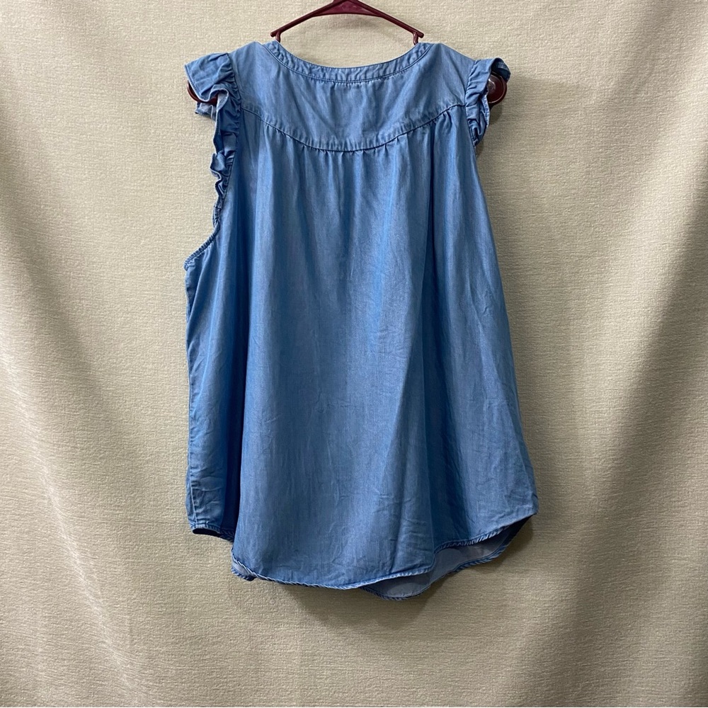 LOFT Blue Ruffle Sleeve Blouse - Picture 3 of 5